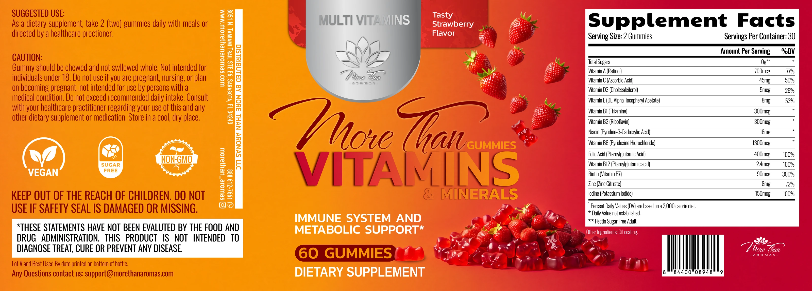Full More Than Vitamins label, enlarged